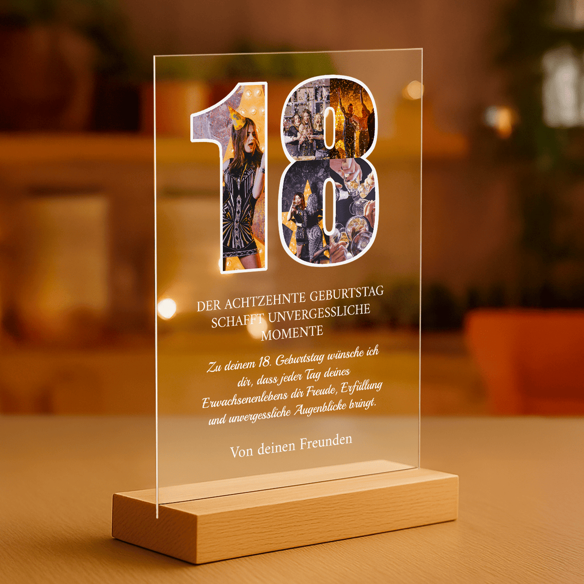 18. Geburtstag - personalisierter Glasdruck für eine Freundin - Emmygift.de