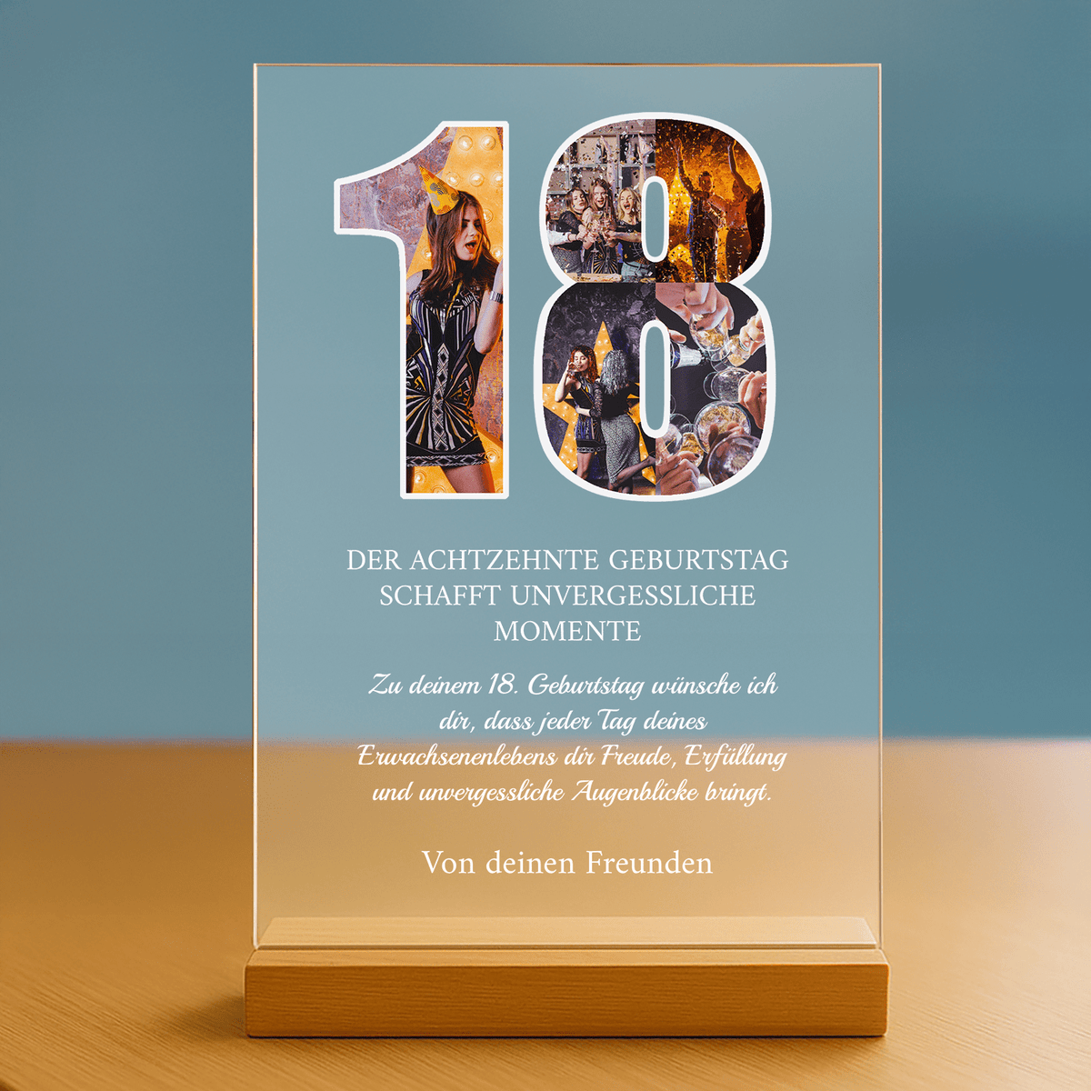 18. Geburtstag - personalisierter Glasdruck für eine Freundin - Emmygift.de