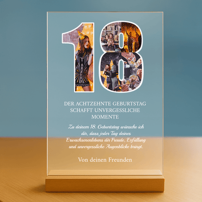 18. Geburtstag - personalisierter Glasdruck für eine Freundin - Emmygift.de