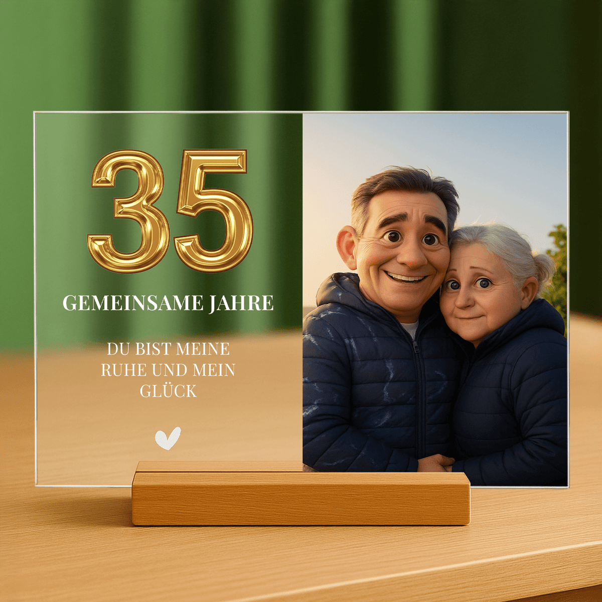 35 gemeinsame Jahre – personalisierter Glasdruck für Paare - Emmygift.de