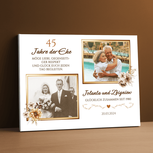 45 Jahre Ehe – personalisierter Leinwanddruck - Emmygift.de