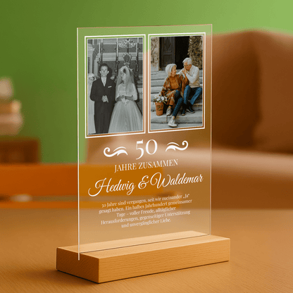 50 gemeinsame Jahre des Paares – personalisierter Druck auf Glas - Emmygift.de
