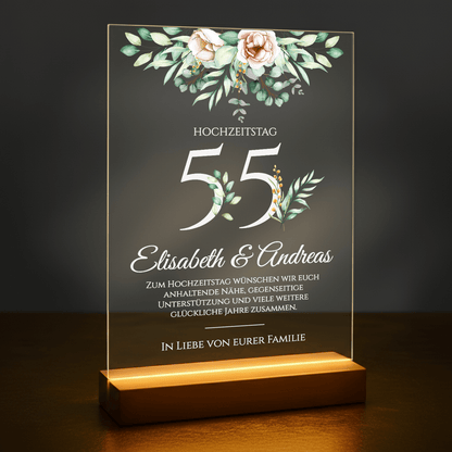 55. Hochzeitstag – personalisierter Druck auf Glas - Emmygift.de