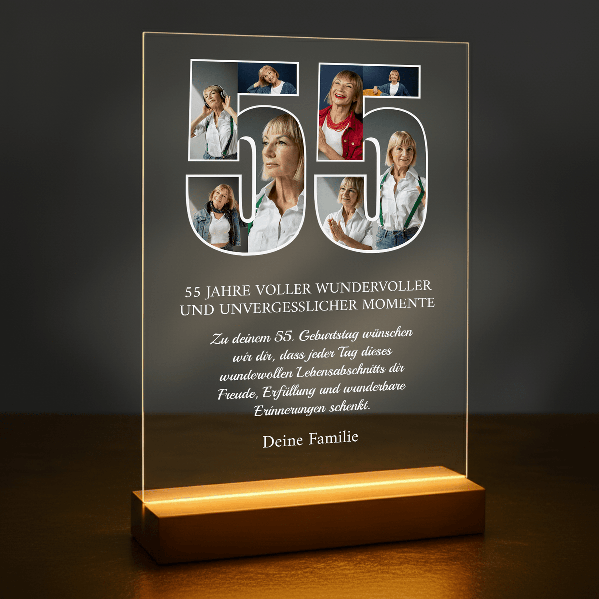 55 unvergessliche Jahre – personalisierter Druck auf Glas für Frauen - Emmygift.de