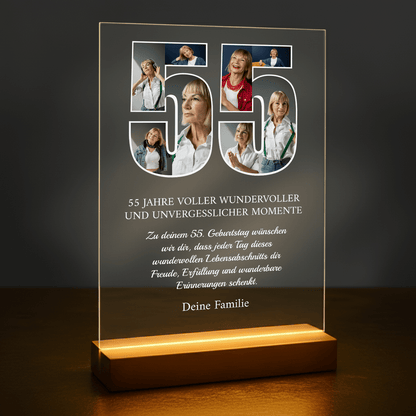 55 unvergessliche Jahre – personalisierter Druck auf Glas für Frauen - Emmygift.de