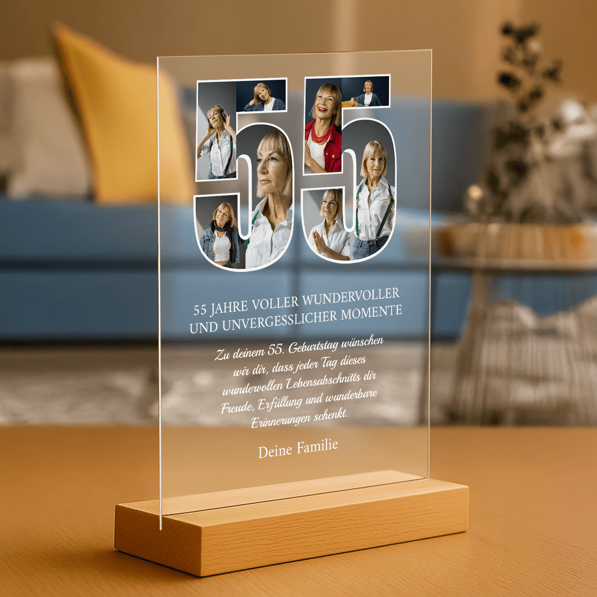 55 unvergessliche Jahre – personalisierter Druck auf Glas für Frauen - Emmygift.de