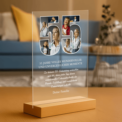 55 unvergessliche Jahre – personalisierter Druck auf Glas für Frauen - Emmygift.de