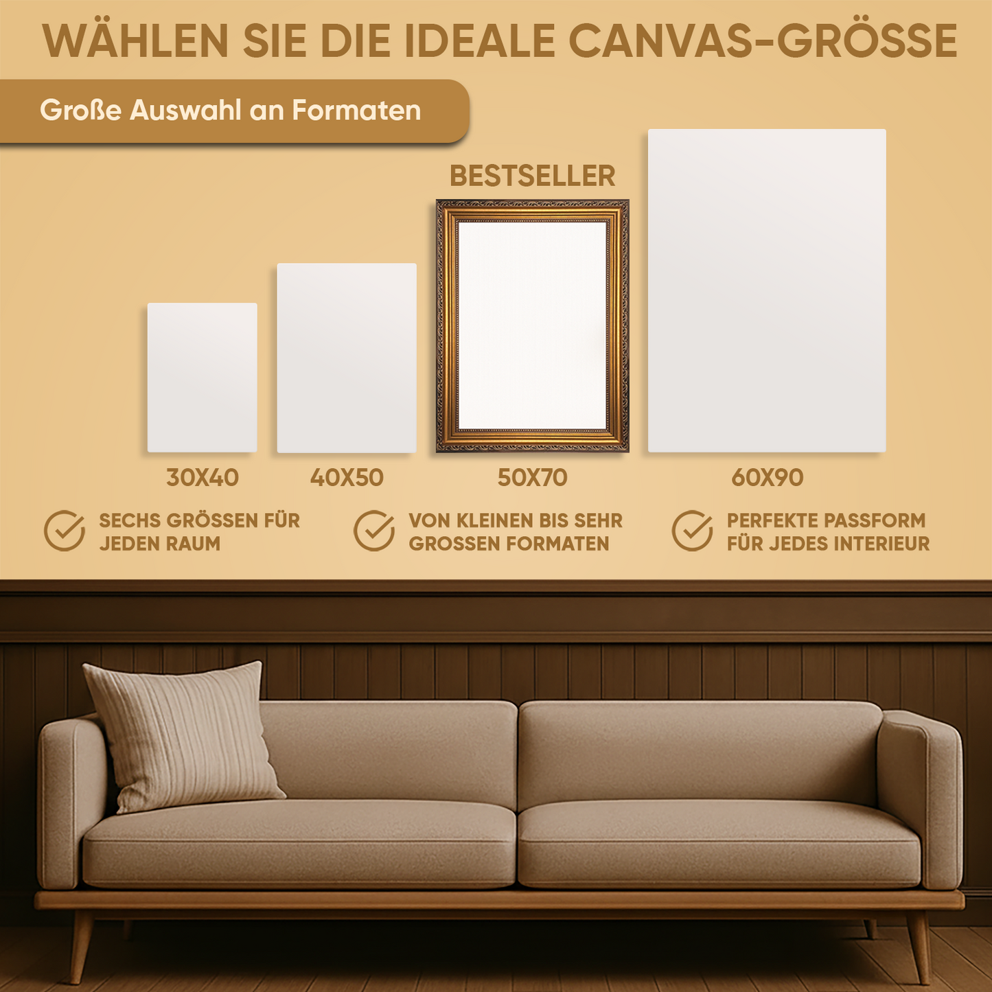 Collage aus drei Fotos mit Papa – personalisierter Leinwanddruck als Geschenk