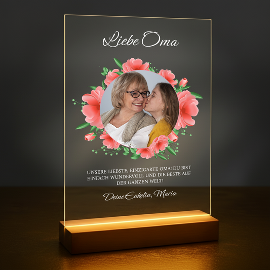Für die liebe Oma – personalisierter Glasdruck für die Oma