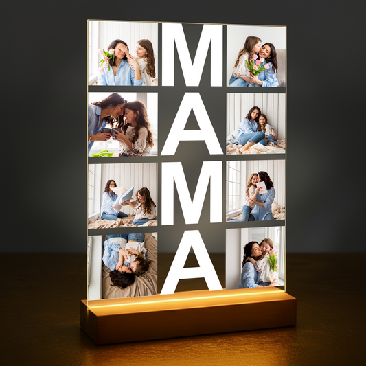 Fotocollage Mama – personalisierter Glasdruck als Geschenk für Mama