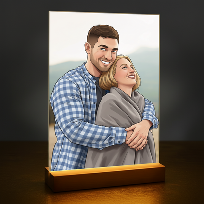 Paar im Cartoon-Stil - Acrylglas-Porträt für ein Paar