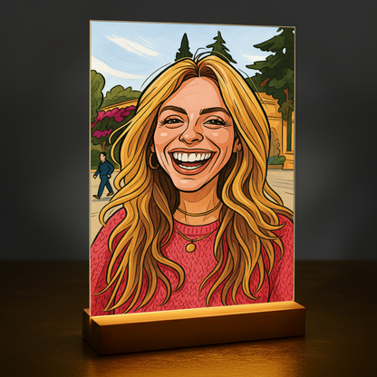 Frau im originellen Karikaturstil - Acrylglas-Porträt für sie