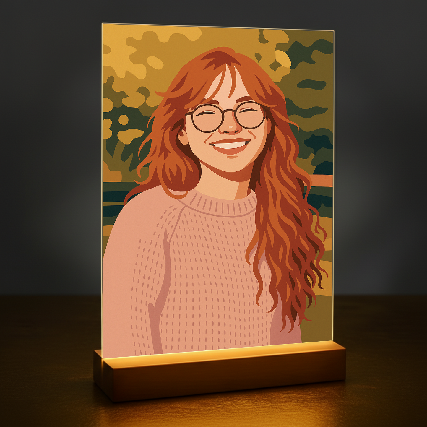 Sie im künstlerischen Illustrationsstil - Acrylglas Porträt für Freundin