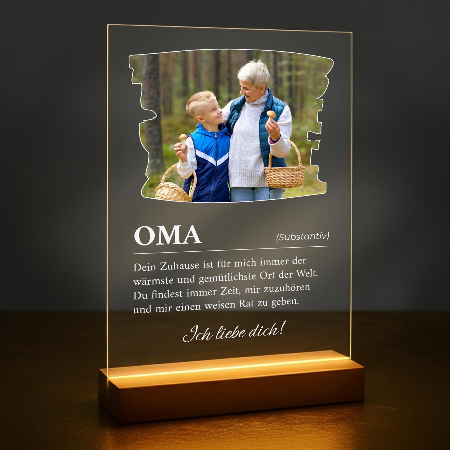 Die schönsten Worte vom Enkel – personalisierter Glasdruck für die Oma