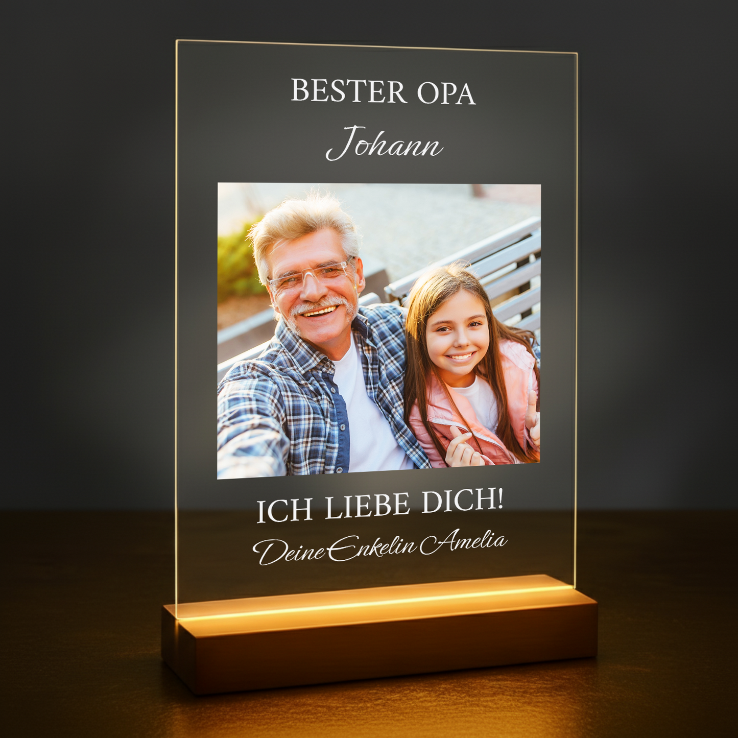 Bester Opa – personalisierter Glasdruck für den Opa