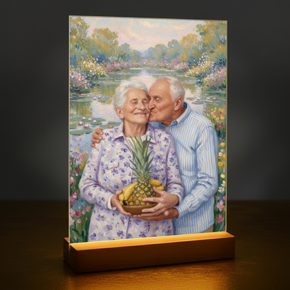 Großeltern im Monet-Stil – Acrylglas-Porträt für Großeltern