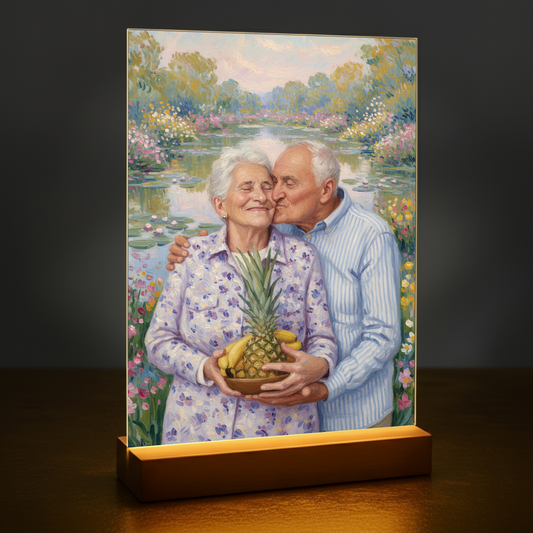 Großeltern im Monet-Stil – Acrylglas-Porträt für Großeltern