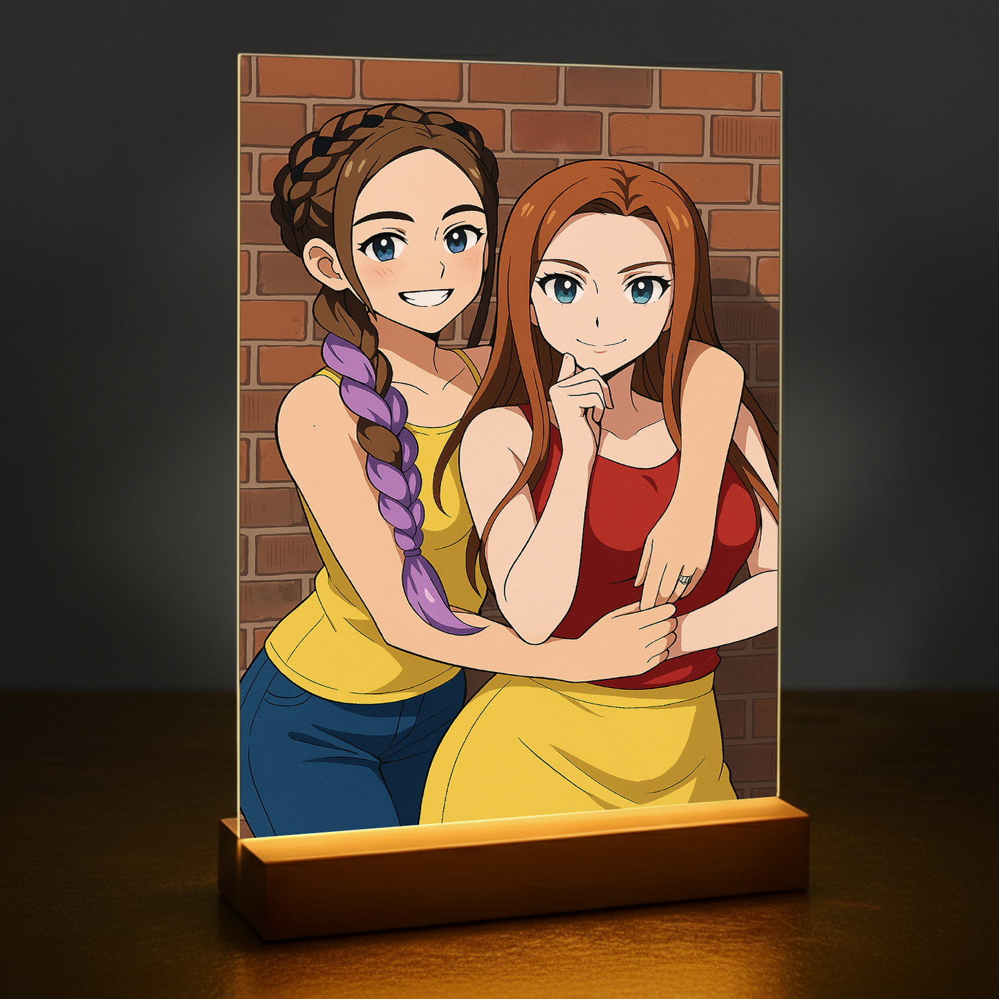 Freundinnen im Anime-Stil - Acrylglas-Porträt für eine Freundin