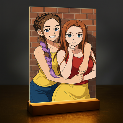 Freundinnen im Anime-Stil - Acrylglas-Porträt für eine Freundin