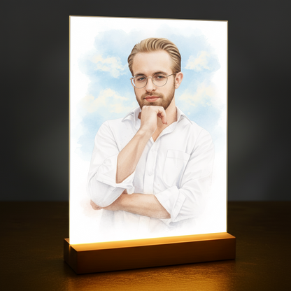 Mann im Aquarellstil - Acrylglas-Porträt für Mann