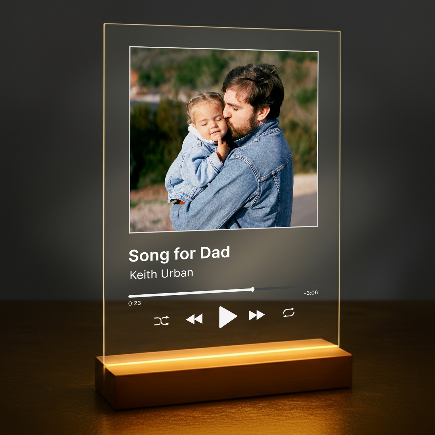 Foto mit Papa + Lied – personalisierter Glasdruck