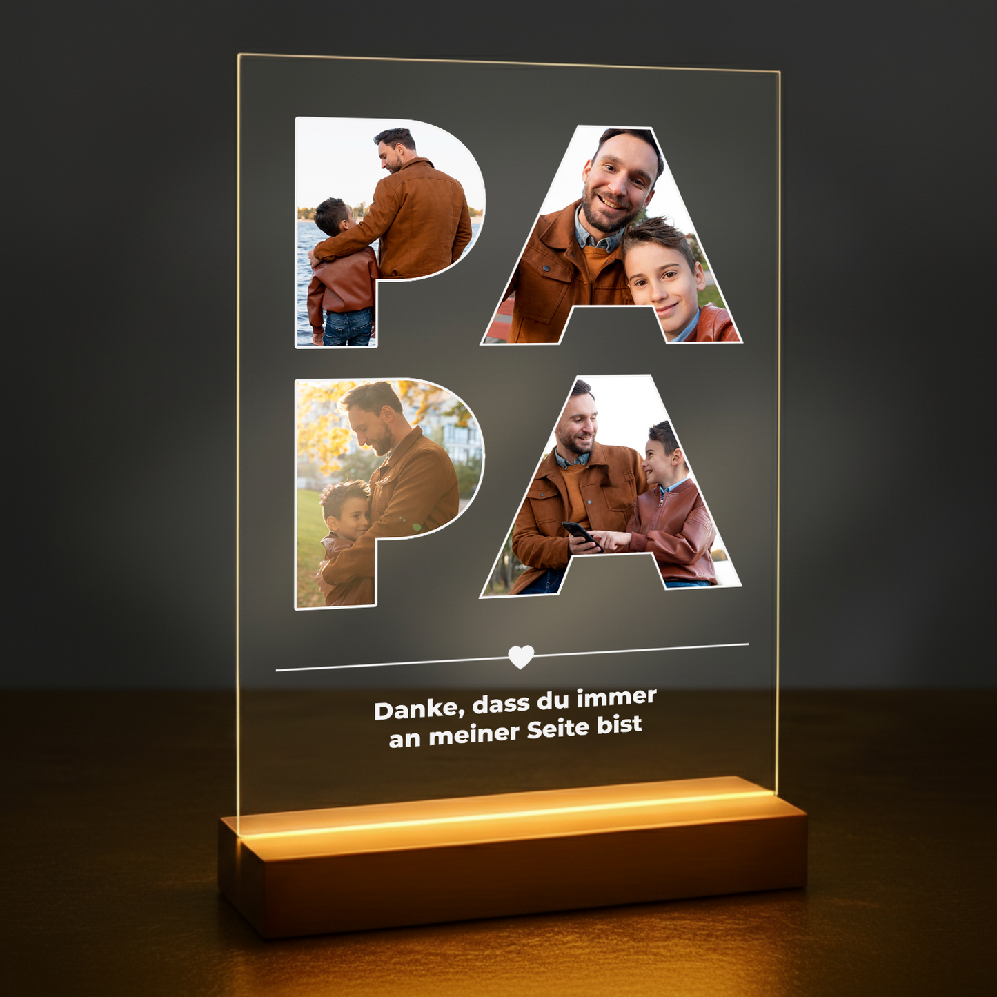 Danke, dass du immer für mich da bist – personalisierter Druck auf Glas für Papa