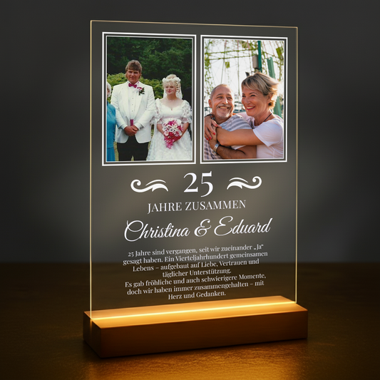 25 Jahre Ehe – personalisierter Druck auf Glas