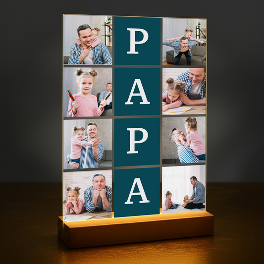 Fotocollage mit 8 Fotos – personalisierter Glasdruck