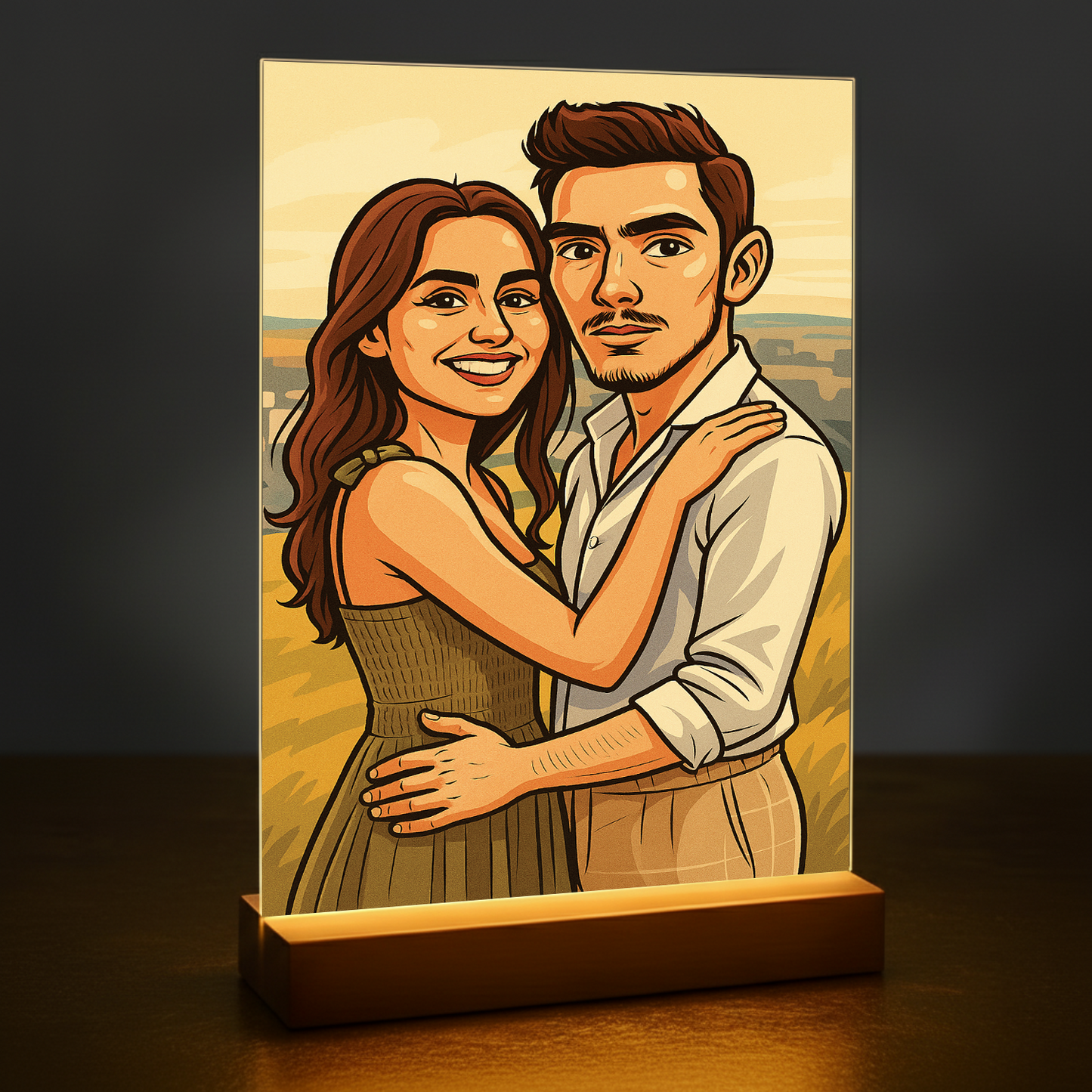 Paar wie aus einer Karikatur - Porträt auf Acrylglas für Paare