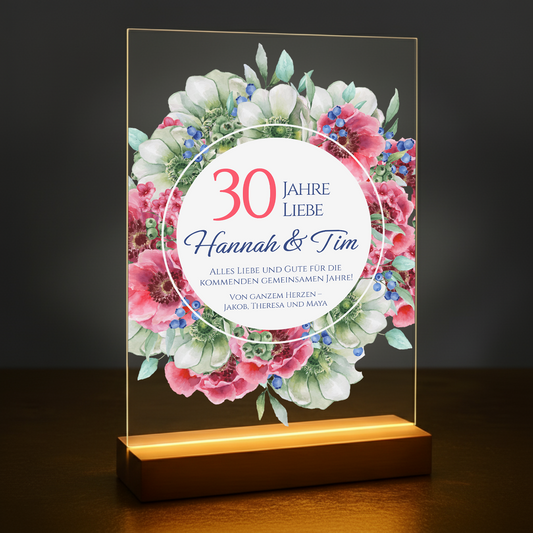 30. Hochzeitstag – personalisierter Druck auf Glas