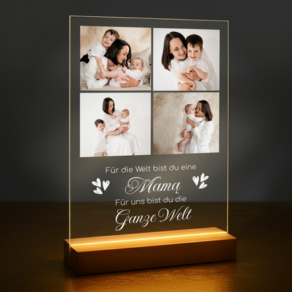 Collage aus 4 Fotos für Mama – personalisierter Glasdruck