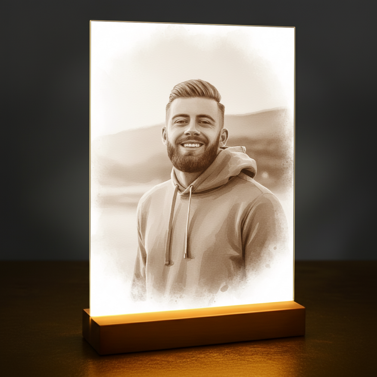 Er im Coffee-Stil - Acrylglas-Porträt für Mann