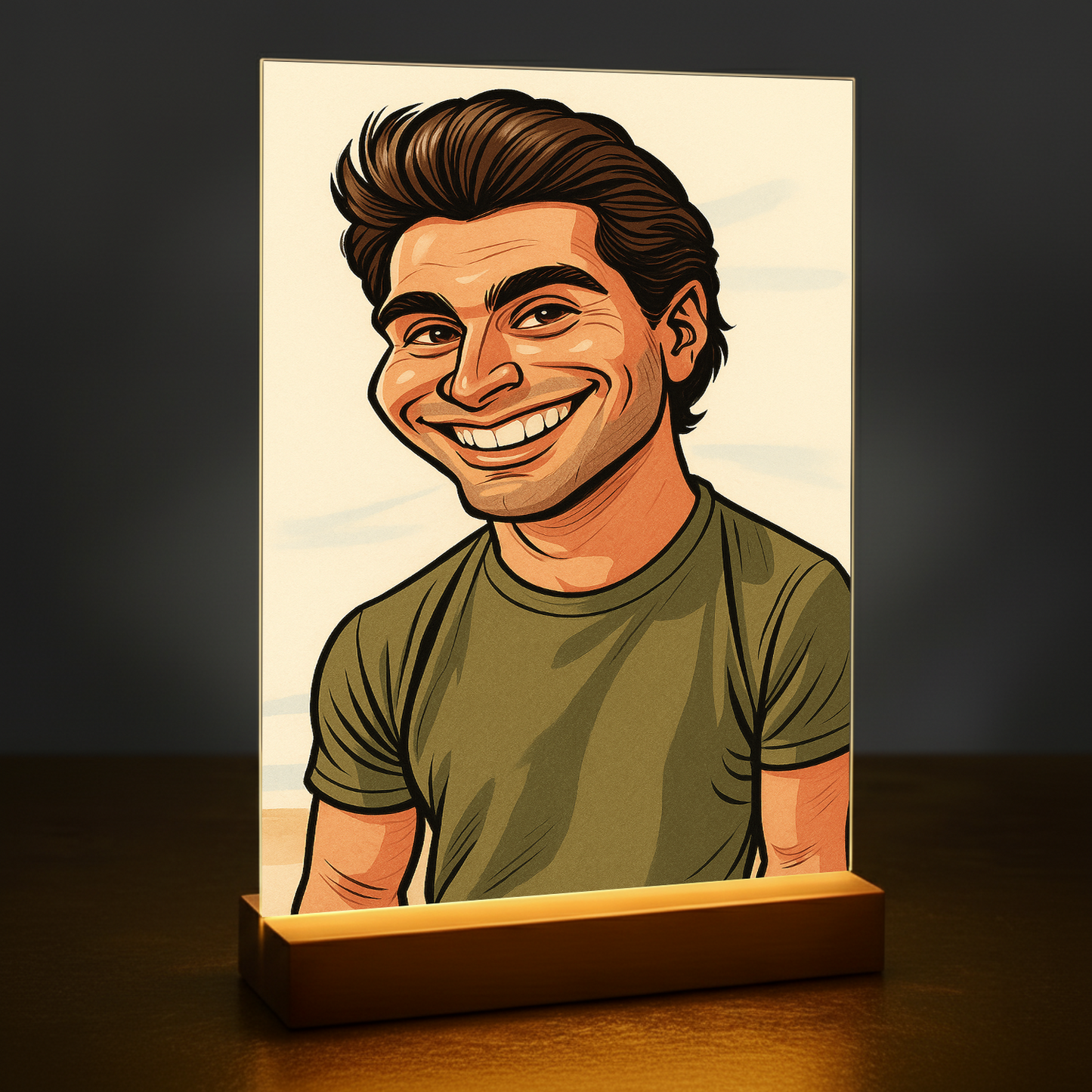 Mann im einzigartigen Karikaturstil – Acrylglas-Porträt für Mann
