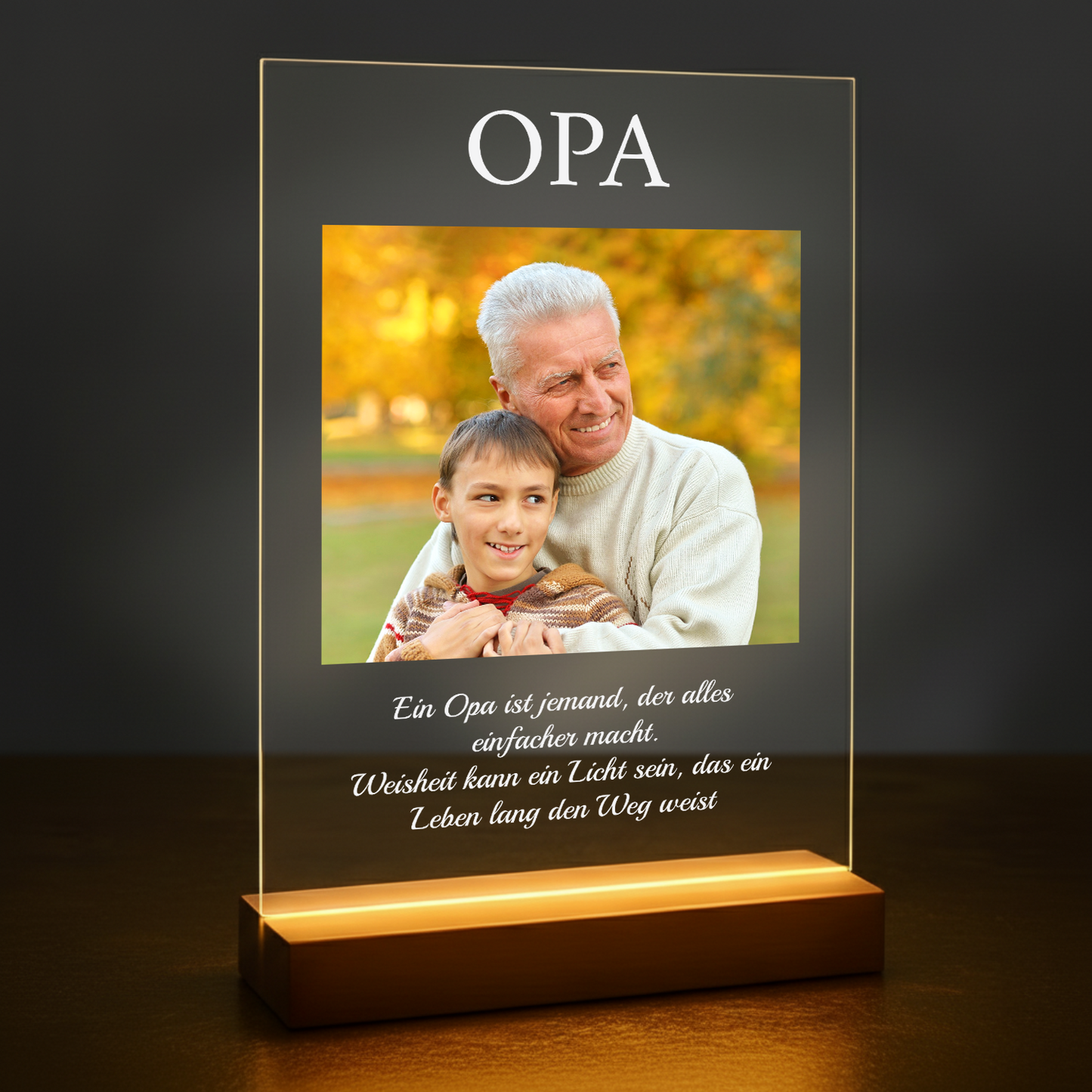 Weisheit des Opas – personalisierter Glasdruck für den Opa