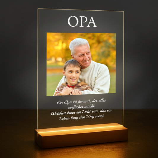 Weisheit des Opas – personalisierter Glasdruck für den Opa