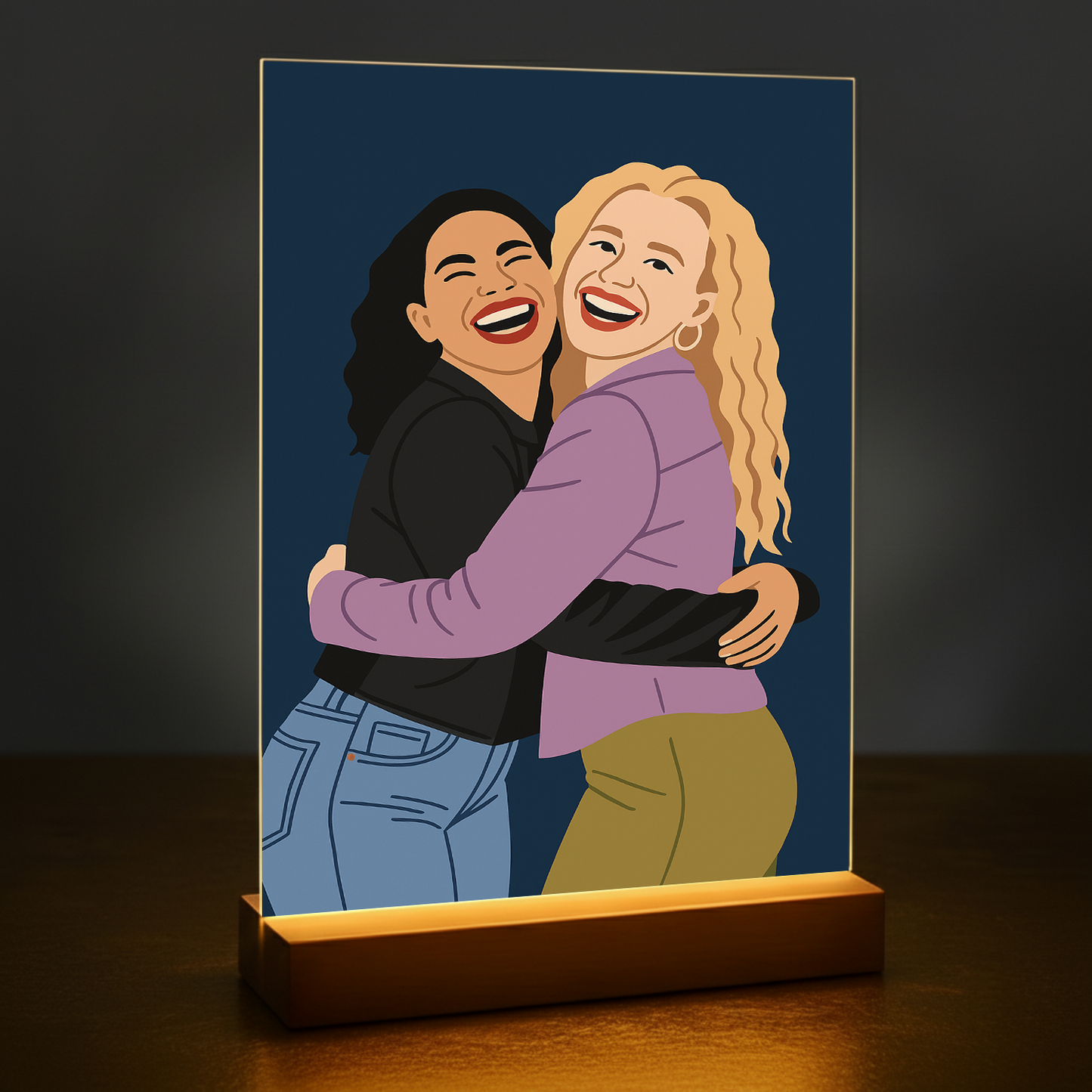 Zwei Freundinnen im Illustrationsstil - Acrylglas Porträt für Freundin