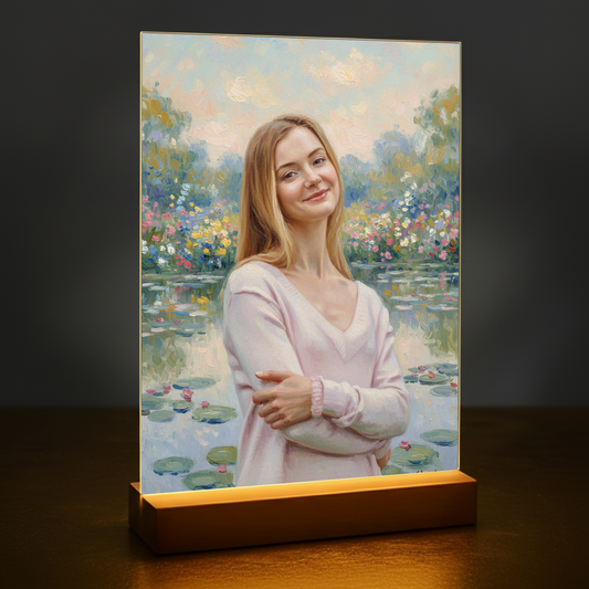 Frau am Teich im Monet-Stil - Acrylglas Porträt für sie