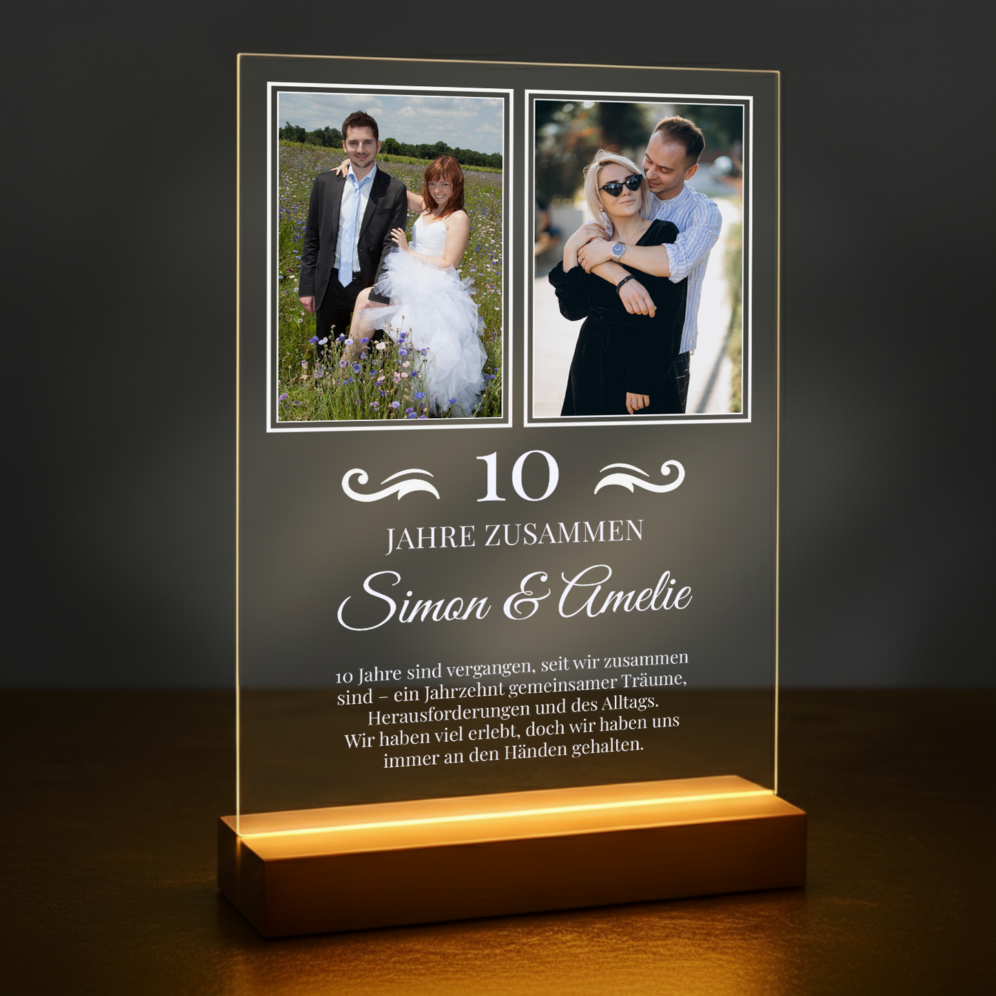 10 Jahre zusammen – personalisierter Druck auf Glas
