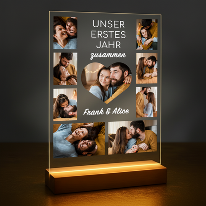 Das erste gemeinsame Jahr – personalisierter Druck auf Glas