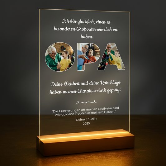 Einzigartiger Großvater – personalisierter Druck auf Glas für den Großvater