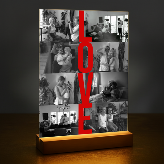 Collage aus euren 8 Fotos – personalisierter Druck auf Acrylglas für Paare