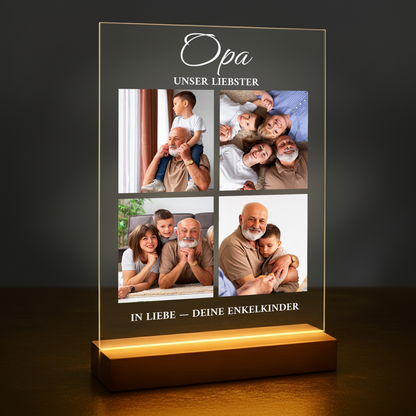 Der liebste Großvater Fotocollage – personalisierter Druck auf Glas für den Großvater