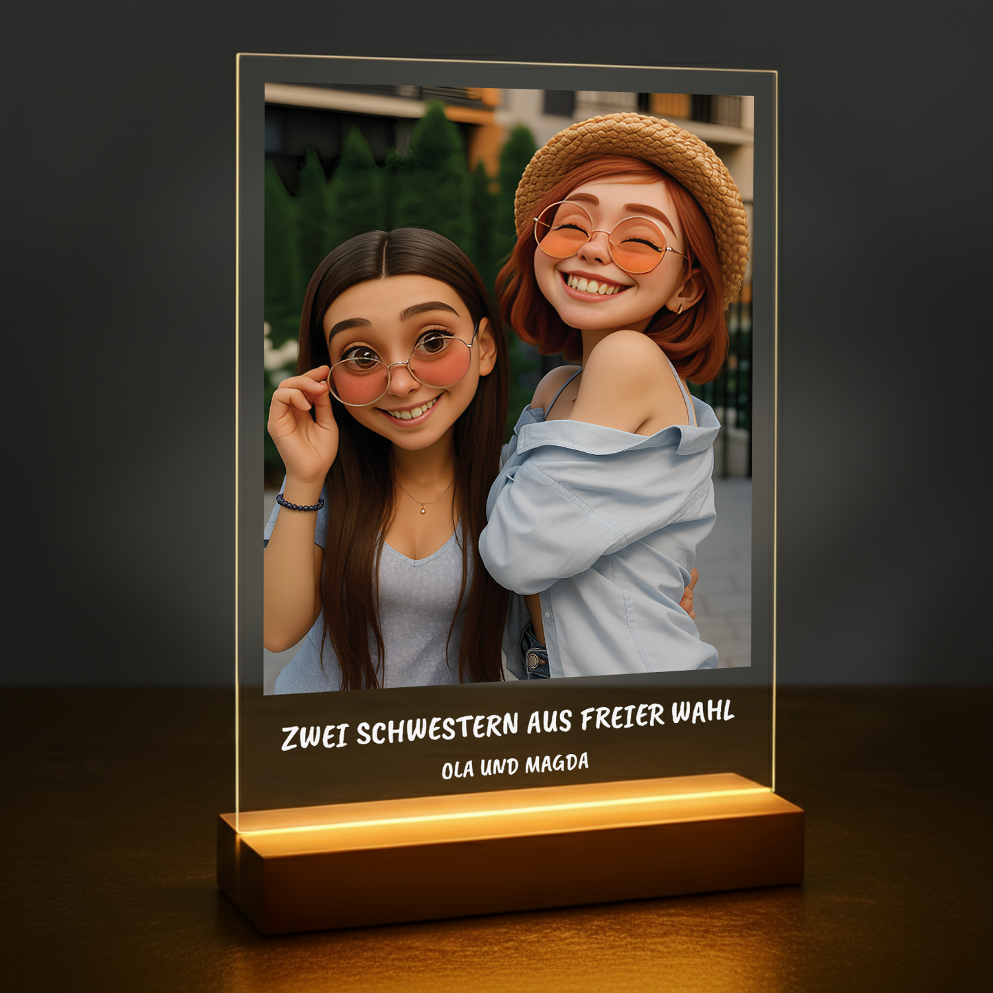 Zwei Schwestern aus Wahl –  Porträt auf Acrylglas für eine Freundin