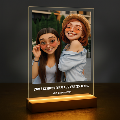Zwei Schwestern aus Wahl –  Porträt auf Acrylglas für eine Freundin