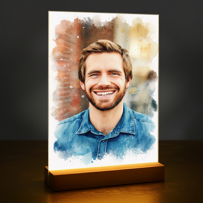 Mann im künstlerischen Aquarellstil - Acrylglas-Porträt für Mann