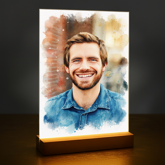Mann im künstlerischen Aquarellstil - Acrylglas-Porträt für Mann