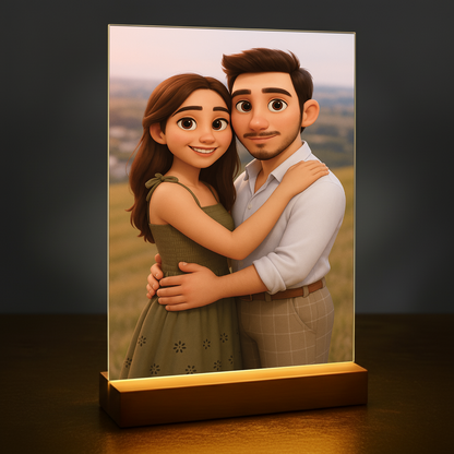 Verliebtes Paar im 3D-Animationsstil - Acrylglas-Porträt für Paare