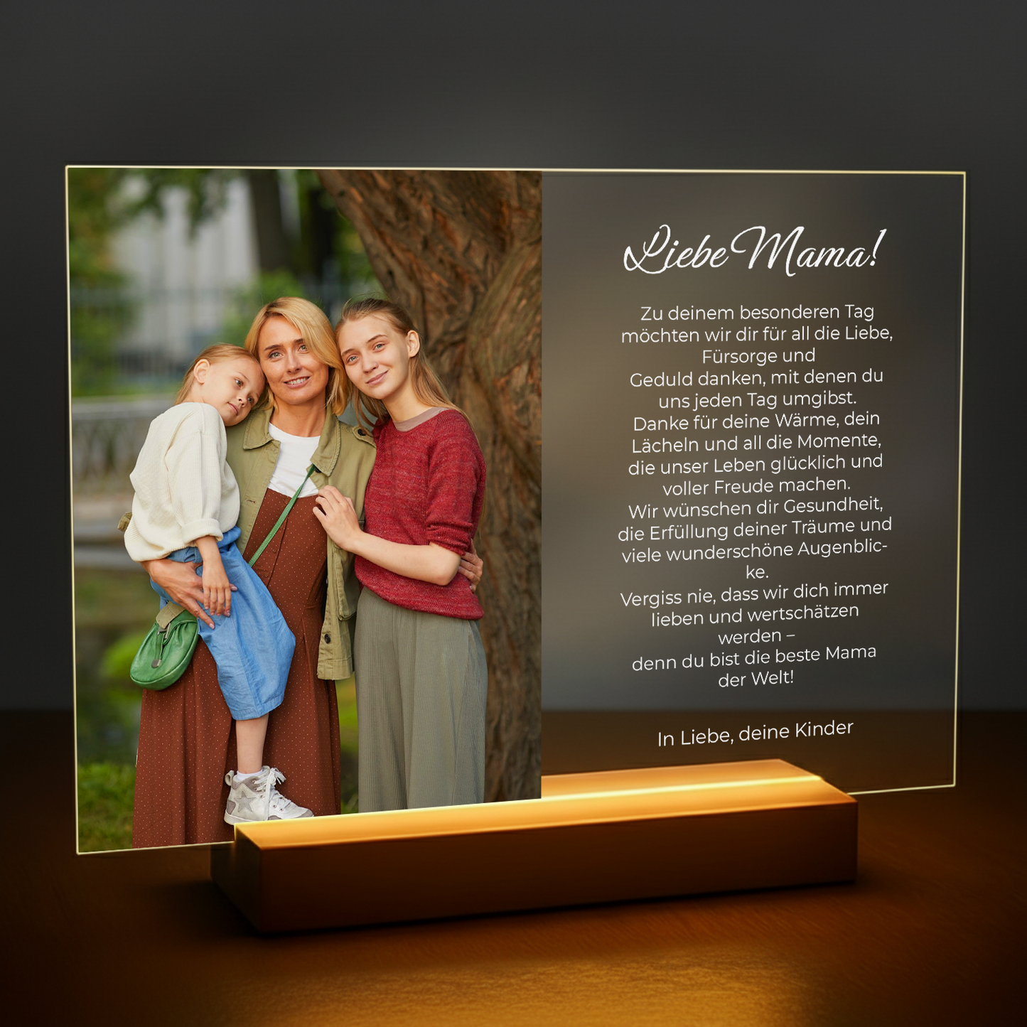 Liebe Mama! – personalisierter Druck auf Glas für Mama