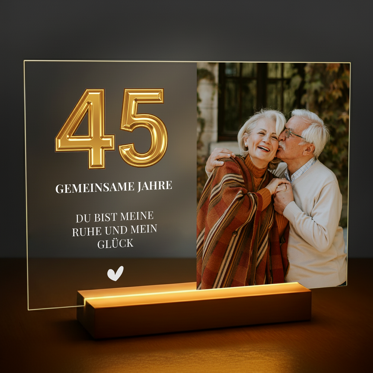 45 gemeinsame Jahre – personalisierter Druck auf Acrylglas für Paare