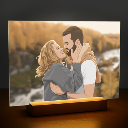 Paar im Illustrationsstil - Acrylglas-Porträt für ein Paar